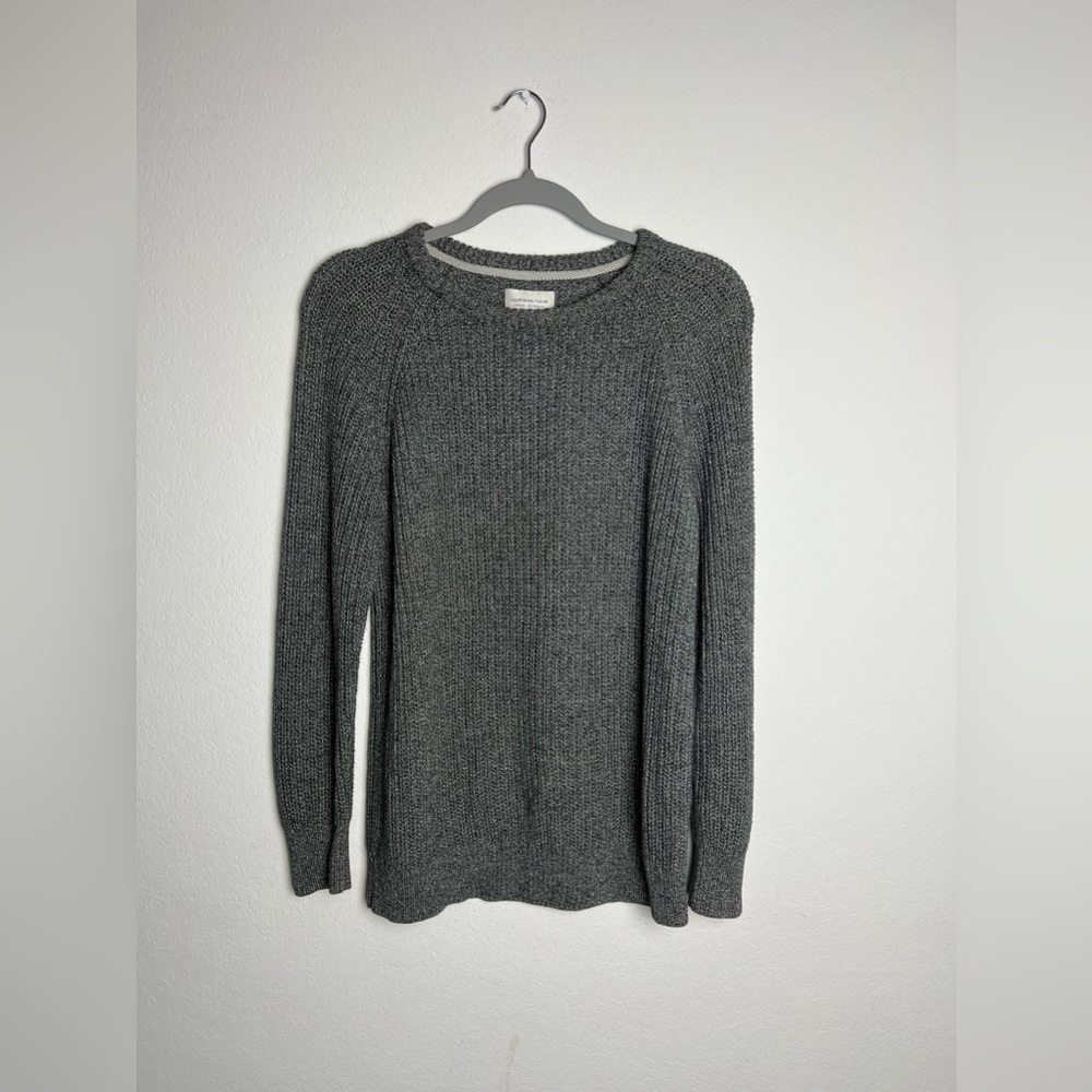 California Tailor Gray & White Cotton Crewneck Fall Winter Office Casual Sweater